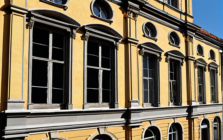 **Prompt:** "Non-destructive testing (NDT) of a historic building facade. Use of ultrasound, X-rays, and thermal imaging to detect internal and external defects without causing damage. Focus on precision and cost-effectiveness in restoration."