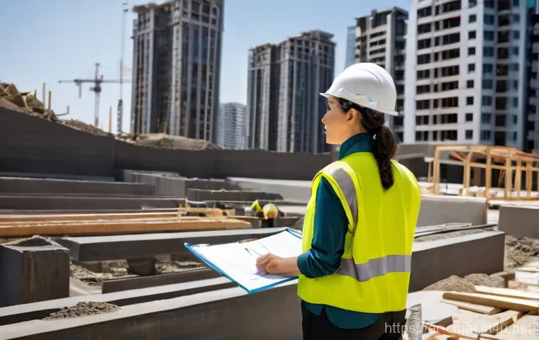 건설재료시험기사와 대규모 프로젝트 사례 - **The Vigilant Engineer: Ensuring Foundations of Tomorrow**
    "A highly detailed, realistic photog...