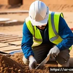 Home 22 건설재료시험기사 실기시험 준비 팁 - A professional Middle Eastern engineer wearing appropriate safety gear, including gloves, a hard hat...