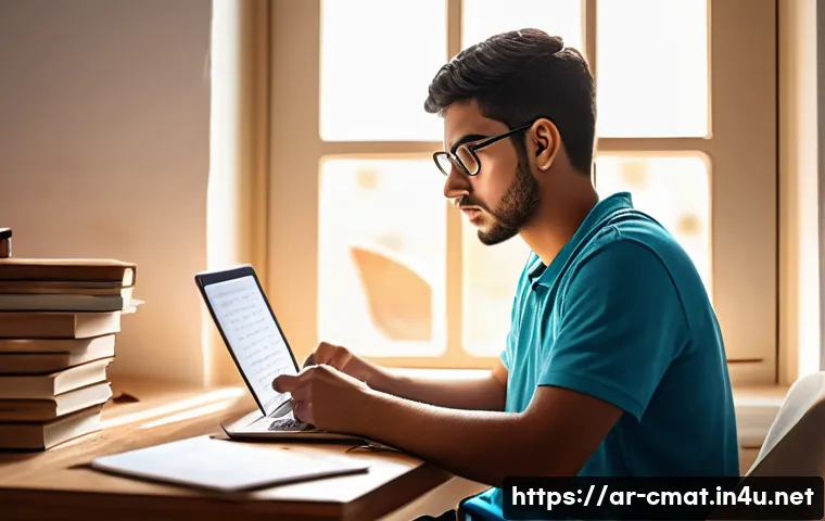 건설재료시험기사 시험 공부 방법 - A focused young Arab male student studying early in the morning at a tidy desk near a large window w...