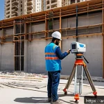 Home 18 건설재료시험과 빌딩 성능 시험 - A detailed construction site scene in a Middle Eastern urban setting during daylight, showcasing eng...